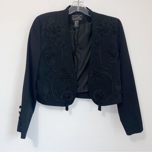 Vintage Suzelle Embellished Black Bolero/ Cropped Jacket with Tassel